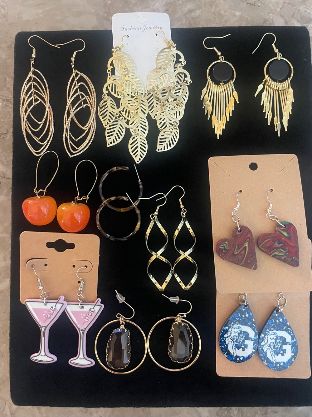 LOT OF 9 Fashion earrings NEW!  Gold and silver tones FUN EARRINGS CUTE!!